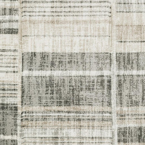 3' X 5' Grey Charcoal Ivory Tan Brown And Beige Geometric Power Loom Stain Resistant Area Rug